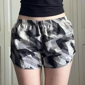 geometric patterned nike dri-fit athletic shorts